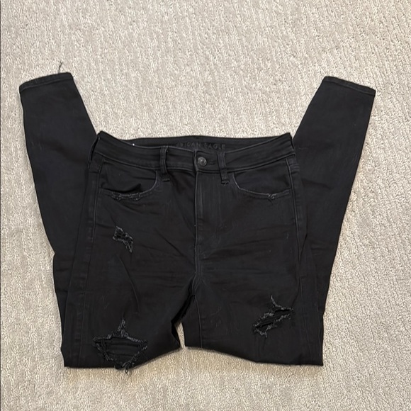 American Eagle Outfitters Distressed Black Skinny Jeans - Picture 1 of 5